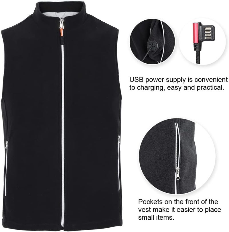 woobles USB Electric Stand Collar Infrared Warm Keeping Heating Vest, Winter Heated Vest, Waistcoat Outdoor Coat (2XL) - Image 2